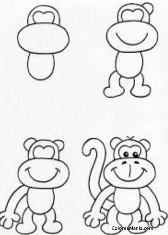 Colorear Dibujar pequeño mico