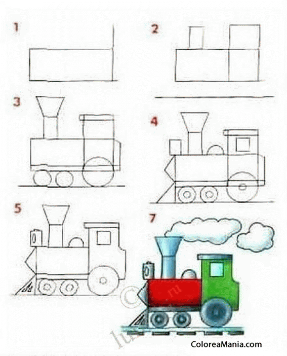 Colorear Dibujar locomotora de tren