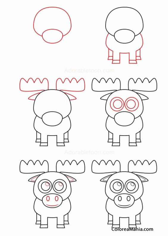 Colorear Dibujar un reno (Cómo dibujar animales), dibujo para colorear gratis Colorear Dibujar un reno (Cómo dibujar animales), dibujo para colorear gratis