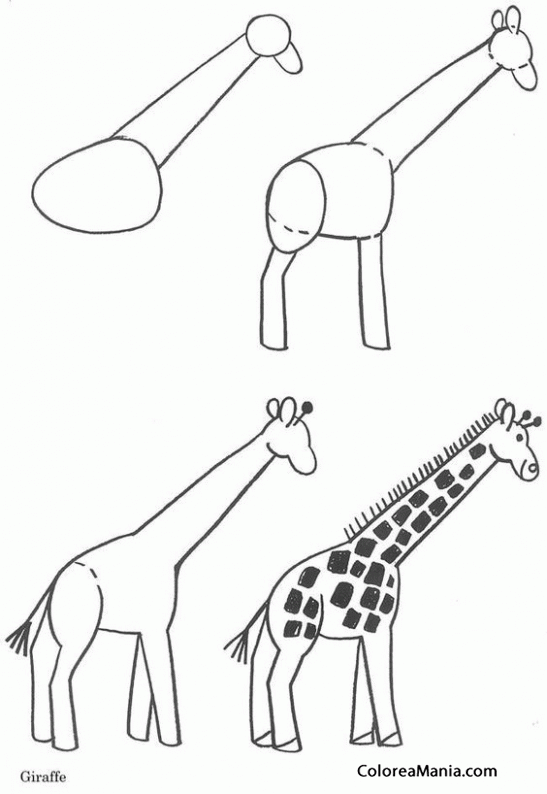 Colorear Dibujar jirafa sonriente