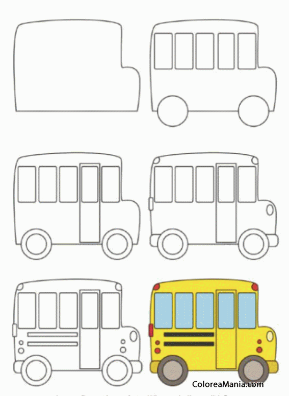 Colorear Dibujar autobs escolar