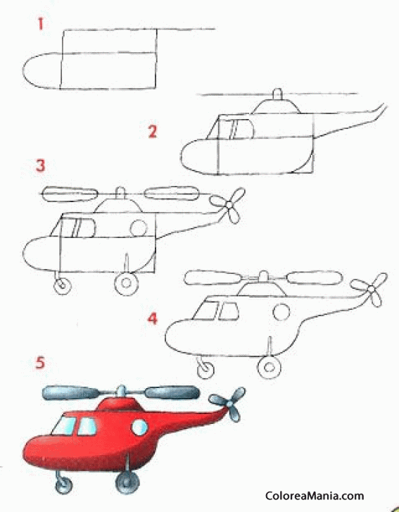 Colorear Dibujar helicoptero
