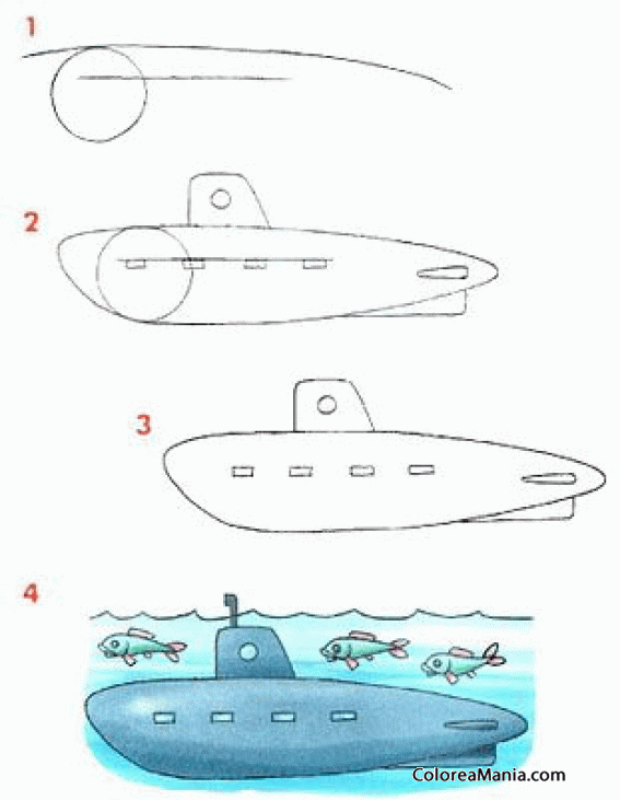 Colorear Dibujar submarino