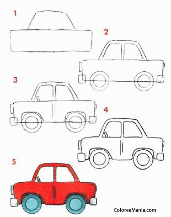 Colorear Dibujar un coche rojo