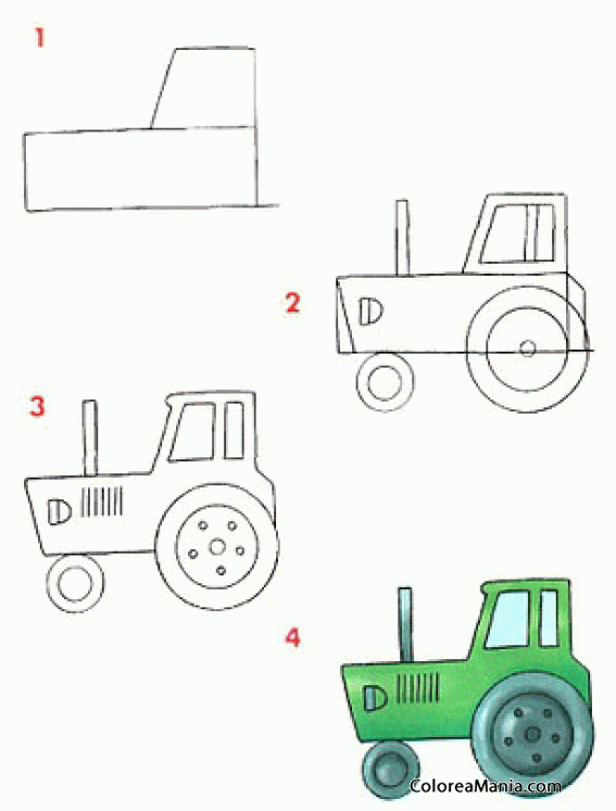 Colorear Dibujar tractor del campo
