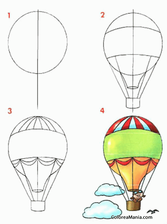 Colorear Dibujar globo aerosttico