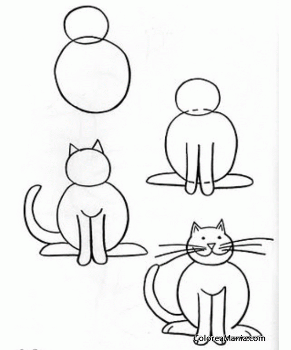 Colorear Dibujar gato de manera fcil