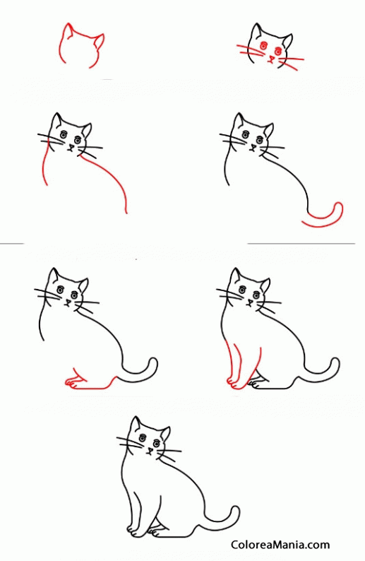 Colorear Dibujar gato sentado de lado