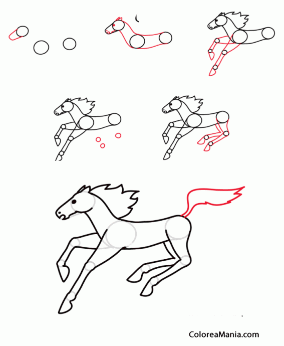 Colorear Dibujar caballo al galope