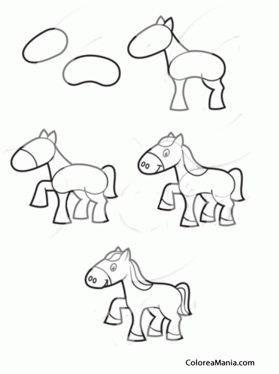 Colorear Dibujar pequeño pony (Como dibujar un caballo), dibujo para colorear gratis Colorear Dibujar pequeño pony (Como dibujar un caballo), dibujo para colorear gratis