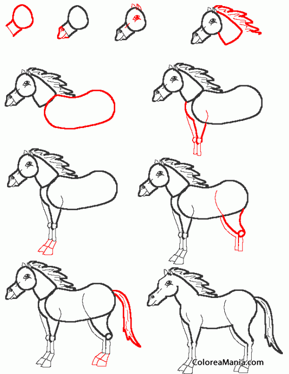 Colorear Como dibujar un caballo (Como dibujar un caballo), dibujo para  colorear gratis