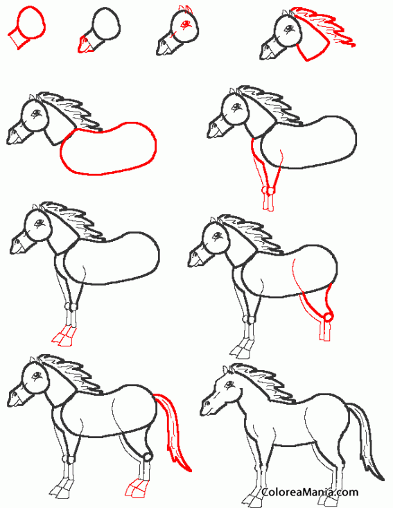 Colorear Como dibujar un caballo (Como dibujar un caballo), dibujo para colorear gratis Colorear Como dibujar un caballo (Como dibujar un caballo), dibujo para colorear gratis