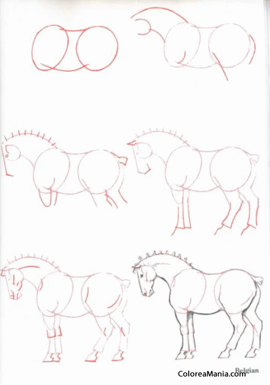 Colorear Dibujar caballo de tiro