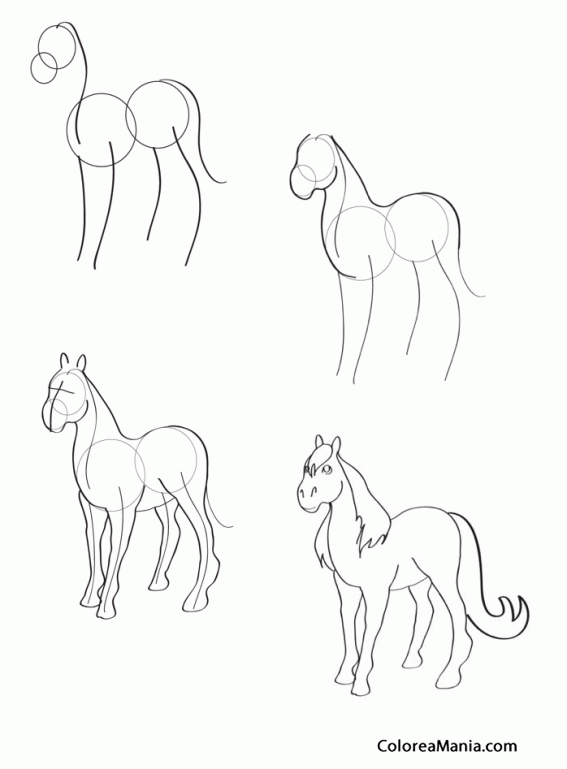 Colorear Com dibuixar un cavall