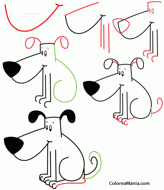 Colorear Dibujar perrito omic sentado