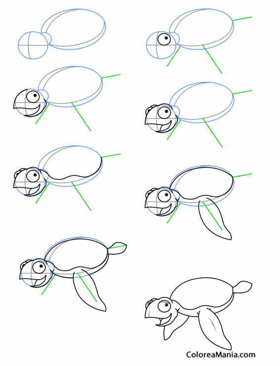 Colorear Comment dessiner une tortue 2