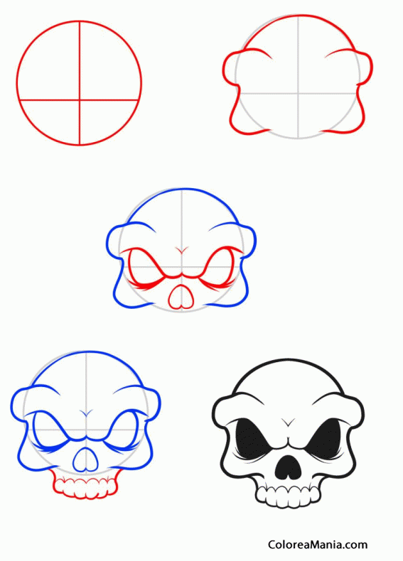 Colorear Como dibujar una calavera, cmic