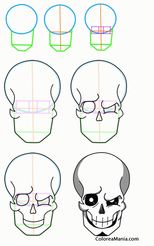 Colorear Como dibujar crneo calavera