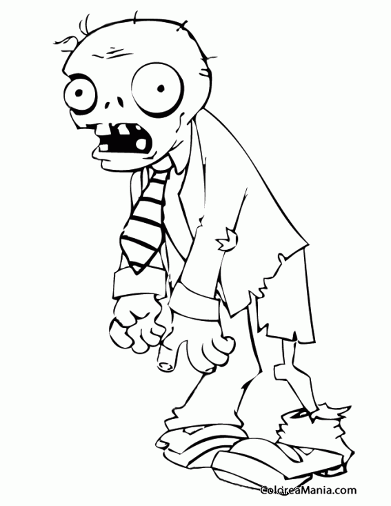 Colorear Zombie (Plants vs Zombies), dibujo para colorear gratis