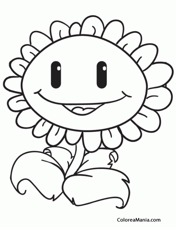 Colorear Girasol (Plants vs Zombies), dibujo para colorear gratis